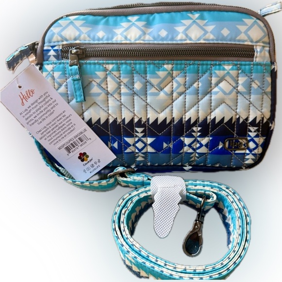 Lug x Mary DeAngelis Super Coupe 2 Crossbody Bag NWT Southwest Geese Blue - Picture 3 of 5